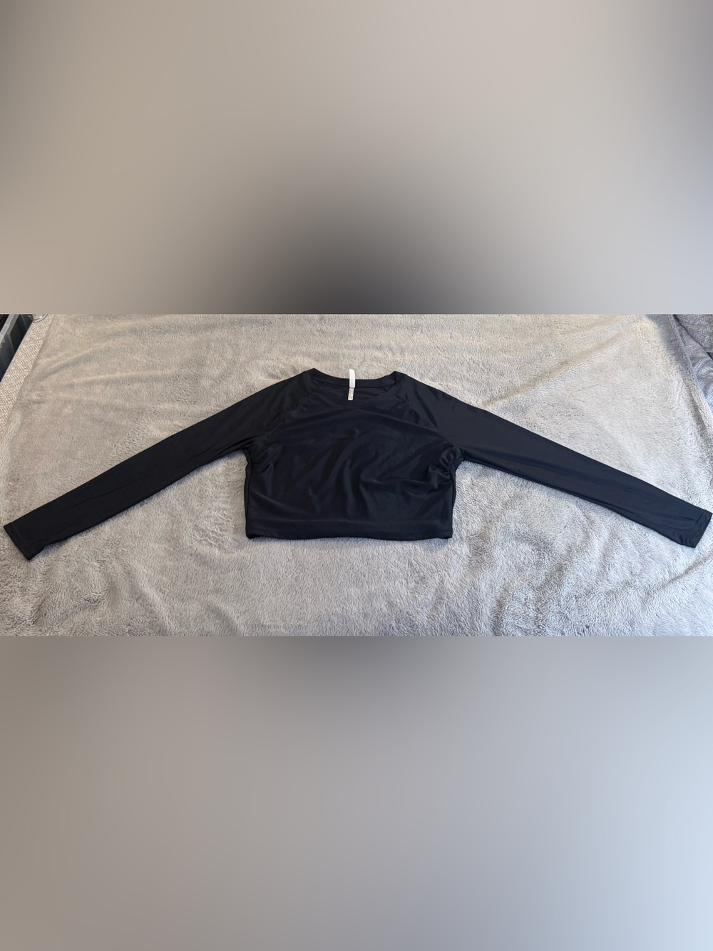 Ardene Collective Black Long Sleeve Ruched Activewear Top | Size L